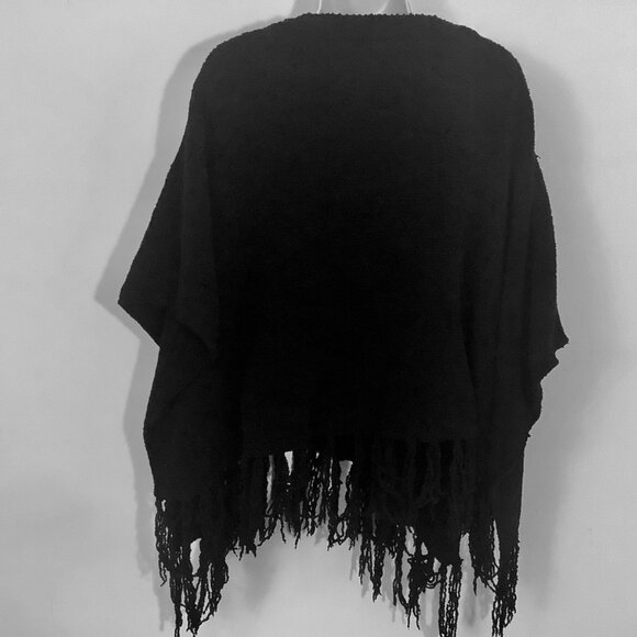 Knitted Short Poncho Christopher & Banks Black OSFA - Picture 4 of 7